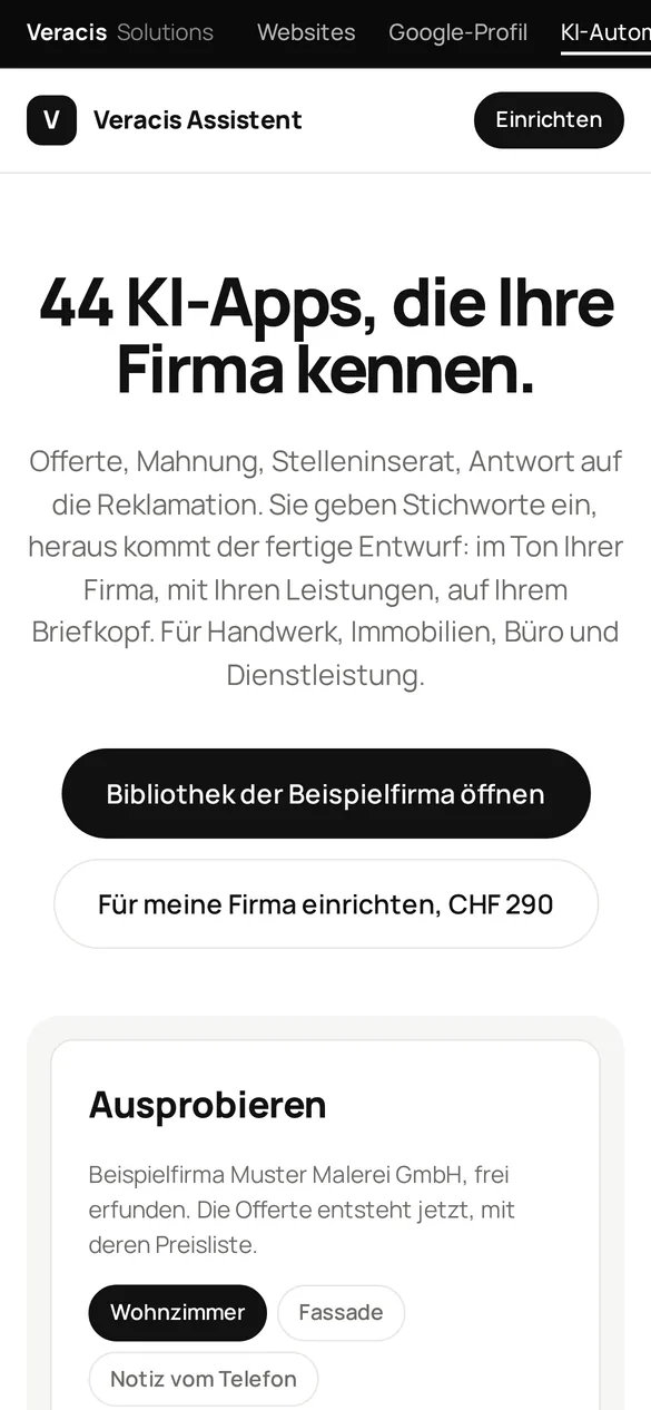 Veracis Assistent auf dem Handy