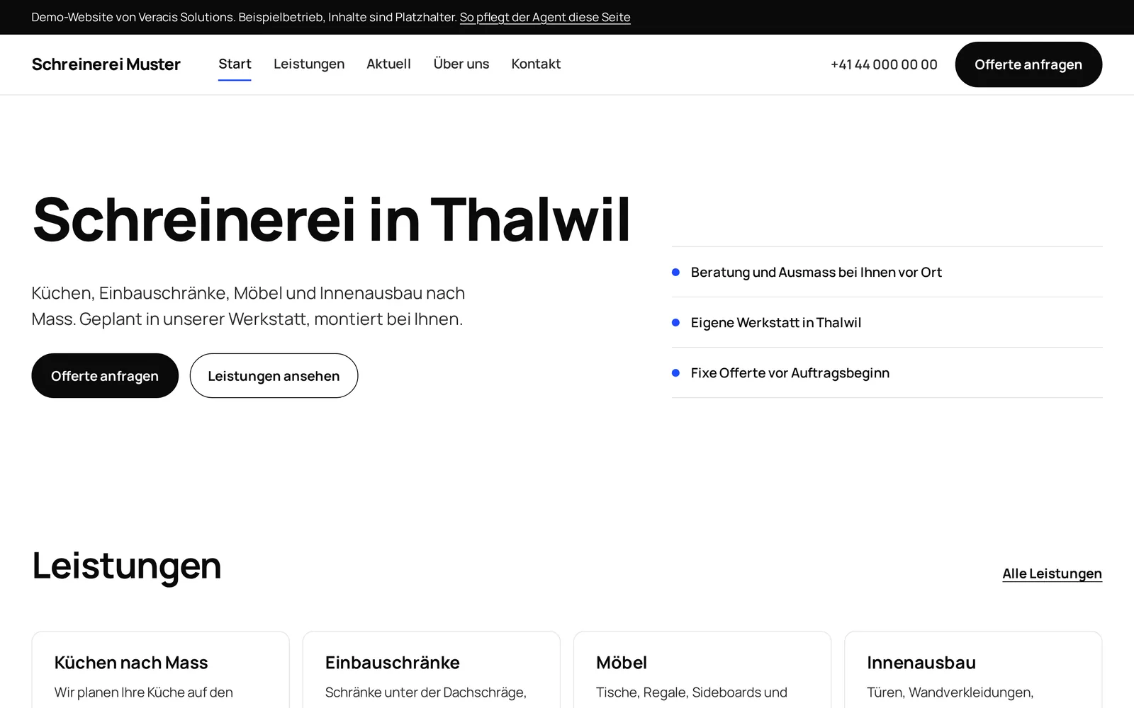 Startseite von Schreinerei Muster auf dem Desktop
