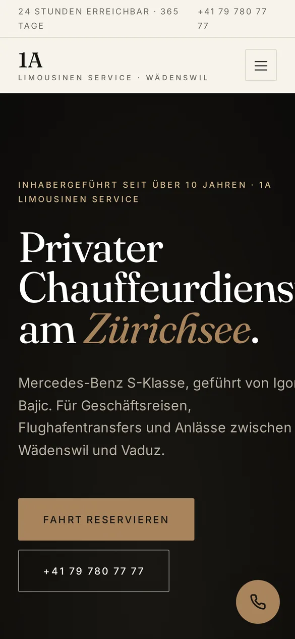 1A Limousinen Service auf dem Handy